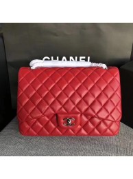 Chanel Maxi Quilted Classic Flap Bag Red Sheepskin Leather A58601 Silver HY25663pA42