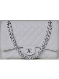 Chanel Maxi Quilted Classic Flap Bag White Cannage Patterns A58601 Silver HY1872Dq89