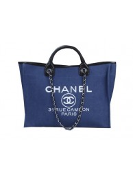Chanel Medium Canvas Tote Shopping Bag A02042 Blue HY26242yj81
