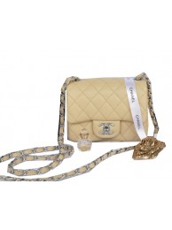 Chanel mini Classic Flap Bag Apricot Cannage Pattern 1115 Silver HY9469Zf62