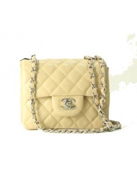 Chanel mini Classic Flap Bag Apricot Leather 1115 Silver Chain HY14714CD62