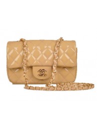 Chanel mini Classic Flap Bag Apricot Patent Leather 1117 Gold HY12542dw37