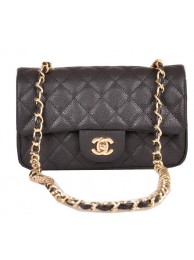 Chanel mini Classic Flap Bag Black Cannage Pattern 1117 Gold HY23587Is53