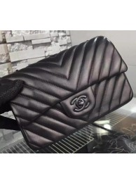 Chanel mini Classic Flap Bag Black Original Sheepskin Chevron Leather CHA5500 Black HY18228hI90
