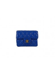 Chanel mini Classic Flap Bag Blue Sheekskin CHA1115 Gold HY19884Rc99