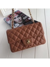 Chanel mini Classic Flap Bag Brown Original Sheepskin Leather A1116 Gold HY11823iZ66
