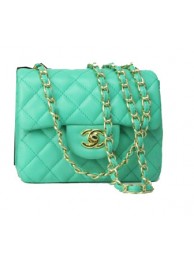 Chanel mini Classic Flap Bag Green Leather 1115 Gold Chain HY9408ta99