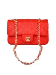 Chanel mini Classic Flap Bag Red Cannage Pattern 1117 Gold HY3350Wi77