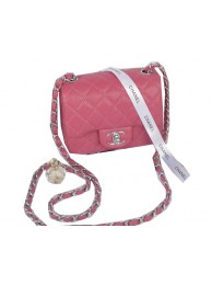 Chanel mini Classic Flap Bag Rose Cannage Pattern 1115 Silver HY16164Fh96