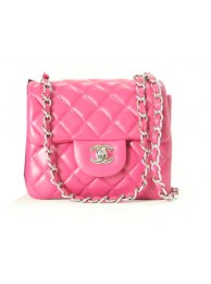 Chanel mini Classic Flap Bag Rose Leather 1115 Silver Chain HY17904mV18