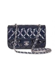 Chanel mini Classic Flap Bag Royal Patent Leather 1117 Silver HY12072Ym74