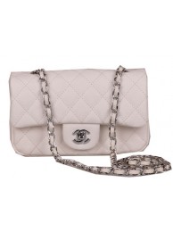 Chanel mini Classic Flap Bag White Cannage Pattern 1117 Silver HY24524Ea63