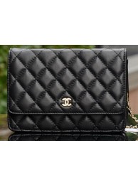 Chanel mini Flap Bag Black Sheepskin Leather A33814 Gold HY10663vN22