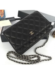Chanel mini Flap Bag Black Sheepskin Leather A33814S Silver HY12404fH28