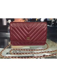 Chanel mini Flap Bag Chevron Leather A33814 Burgundy HY1026kC27