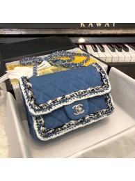CHANEL Mini Flap Bag Denim Braid & Silver-Tone Metal A69900 blue HY4187np57