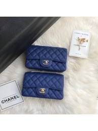 Chanel mini flap bag Grained Calfskin A1116 dark blue HY19223Pu45
