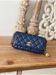 Chanel MINI FLAP BAG Lambskin & Gold-Tone Metal AP81210 BLUE HY22388lq41