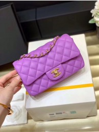 Chanel MINI Flap Bag Original Sheepskin Leather 1116 Lavender & Gold-Tone Metal HY2296qM91
