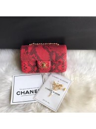 Chanel Mini Flap Bag Python & Gold-Tone Metal A69900 red HY24821dE28