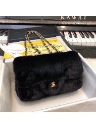 Chanel mini flap bag Rabbit hair Gold-Tone 1116 black HY11188ER88