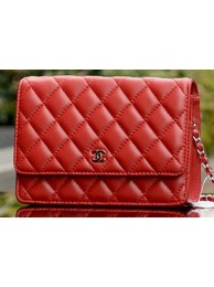Chanel mini Flap Bag Red Sheepskin Leather A33814 Silver HY8869bm74