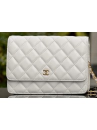 Chanel mini Flap Bag White Sheepskin Leather A33814 Gold HY21156TP23
