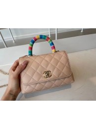 chanel mini flap bag with top handle AS2215 Apricot HY18513gE29