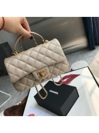 CHANEL mini flap bag with top handle AS2431 Apricot HY1975Av26