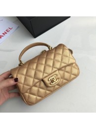 CHANEL mini flap bag with top handle AS2431 gold HY19675lu18