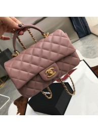 CHANEL mini flap bag with top handle AS2431 pink HY11960TV86