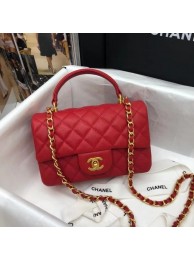 CHANEL mini flap bag with top handle AS2431 red HY23822Il41