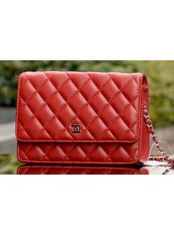 Chanel mini Flap Bags Red Sheepskin Leather A33814 Silver HY13141dE28