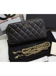 Chanel mini Shoulder Bag Black Sheepskin Leather A7020 Gold HY11368PC54