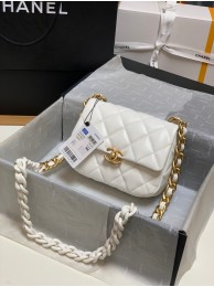 Chanel mini Shoulder Bag Lambskin&Gold-Tone Metal AS3205 white HY26382Lo54