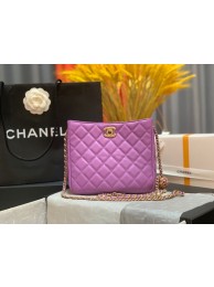 Chanel mini Shoulder Bag Lambskin&Gold-Tone Metal AS3259 purple HY26752rJ28