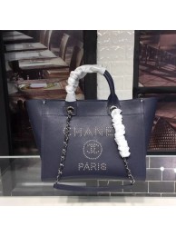 Chanel original Calfskin Leather Tote Bag 78900 Navy Blue HY24192Lo54
