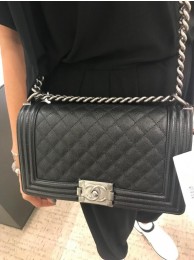 Chanel Original Caviar Leather Boy Flap Shoulder Black Bag A67086 Silver HY10180aj95