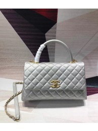 Chanel original Caviar leather flap bag top handle A92291 silvery &gold-Tone Metal HY1852Ym74