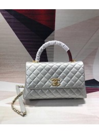 Chanel original Caviar leather flap bag top handle B92291 silvery &gold-Tone Metal HY12261mm78