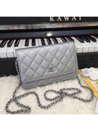 Chanel Original Caviar Leather Flap cross-body bag CF33814 Silver gray Silver chain HY18057np57