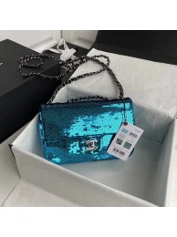 Chanel Original flap bag Sequins&sheepskin AS1448 blue HY17962wn15