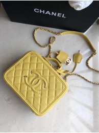 Chanel Original Leather Medium Cosmetic Bag 93443 Yellow HY20883vN22