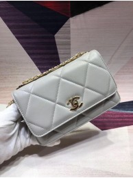 Chanel Original Leather Shoulder Bag Light Blue A80982 Gold HY5182aM39