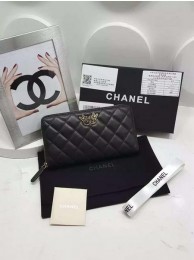 Chanel Original Sheepskin Leather Zippy Wallet A32256 Black HY11453pk20