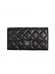Chanel Original sheepskin Long Tri-Fold Wallet A00333 Black HY18642Ym74