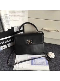 Chanel Original small flap bag with top handle A92236 black Calfskin & Ruthenium-Finish Metal HY24952dw37