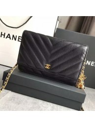 Chanel Owl Pendant Flap Shoulder Bag Calfskin Leather A33814 Black HY18721qM91