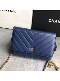 Chanel Owl Pendant Flap Shoulder Bag Calfskin Leather A33814 Blue HY8323iv85