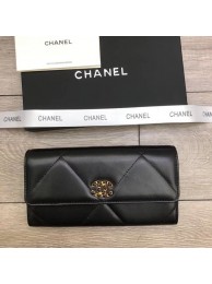 Chanel sheepskin & Gold-Tone Metal Wallet A6871 black HY1006EW67